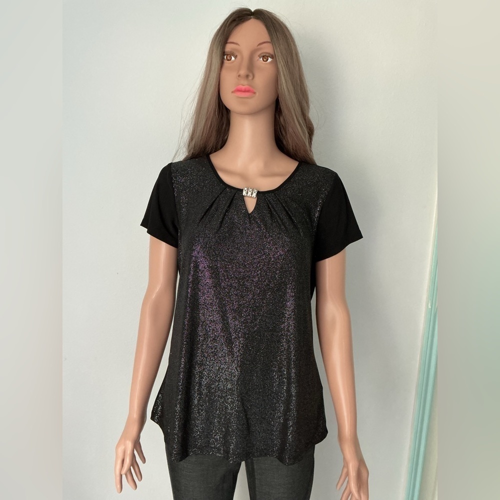 Notations Black Sparkle Women's Top Sz S